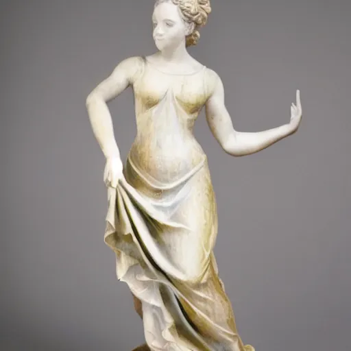 Image similar to a portrait of a marble statue of a woman dancing, wearing a beautiful dress