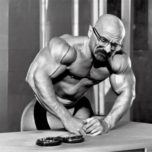 Image similar to Walter White as a bodybuilder