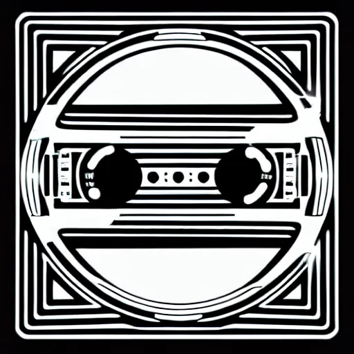 Image similar to black and white sci fi themed svg vector art panel for cnc plasma, laser, stencil, unique art deco hole through circuit design