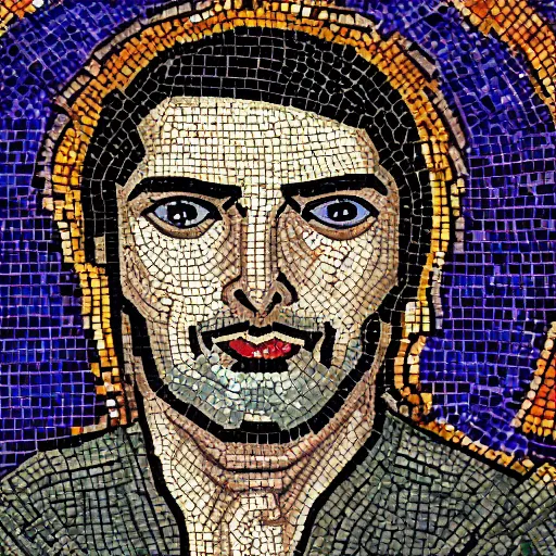 Prompt: head and shoulders portrait of jair bolsonaro as a medieval soldier, in a byzantine mosaic