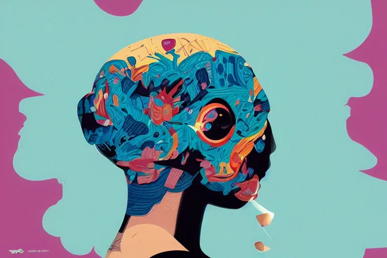 Prompt: a brain being thrown and tossed, minimalism, tristan eaton, victo ngai, artgerm, rhads, ross draws