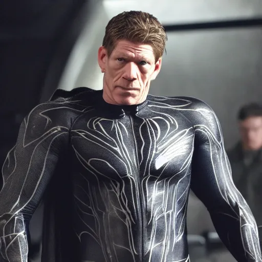 Image similar to film still of Thomas Haden Church as Eddie Brock wearing Venom costume in Spider-man 3 2007, 4k