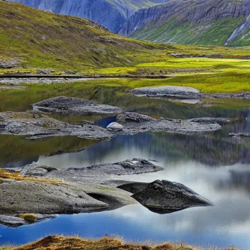 Prompt: dramatic norwegian landscape