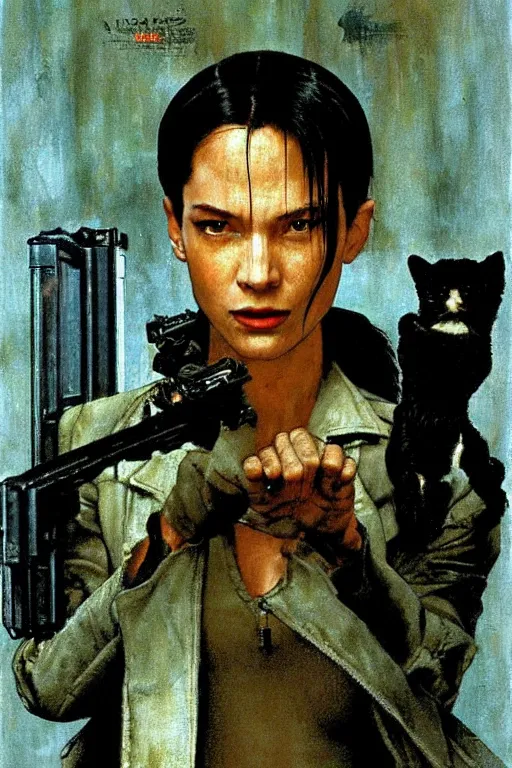 Image similar to Neo from Matrix painted by Norman Rockwell