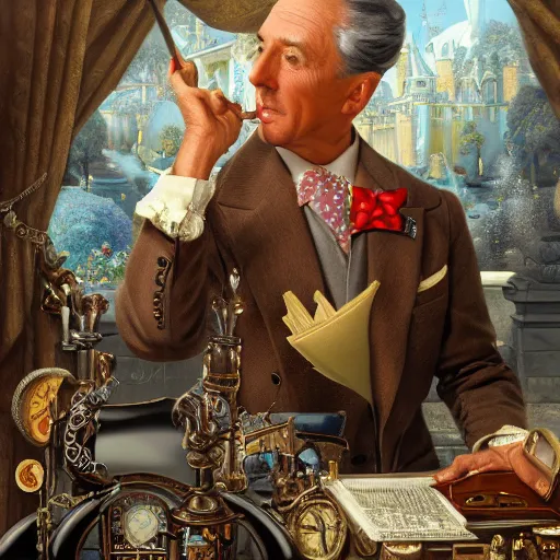 Prompt: the ceo of stock market, Realistic, Regal, Refined, Detailed Digital Art, Michael Cheval, Walt Disney (1937), François Boucher, Oil Painting, Steampunk, Highly Detailed, Cinematic Lighting, Unreal Engine, 8k