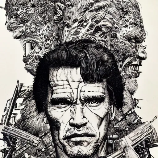 Image similar to intricate detailed portrait of arnold schwarzenegger by takato yamamoto