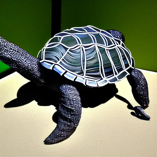 Prompt: artistic wire sculpture of a turtle highly detailed museum piece