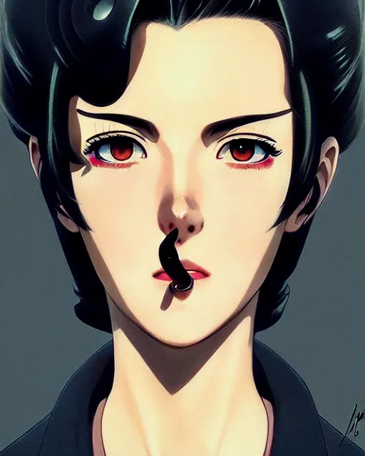 Image similar to portrait Anime 1940s Detective smoking Sharp fine face pretty face, realistic shaded Perfect face, fine details. Anime. noir detective movie realistic shaded lighting by katsuhiro otomo ghost-in-the-shell, magali villeneuve, artgerm, rutkowski Jeremy Lipkin and Giuseppe Dangelico Pino and Michael Garmash and Rob Rey