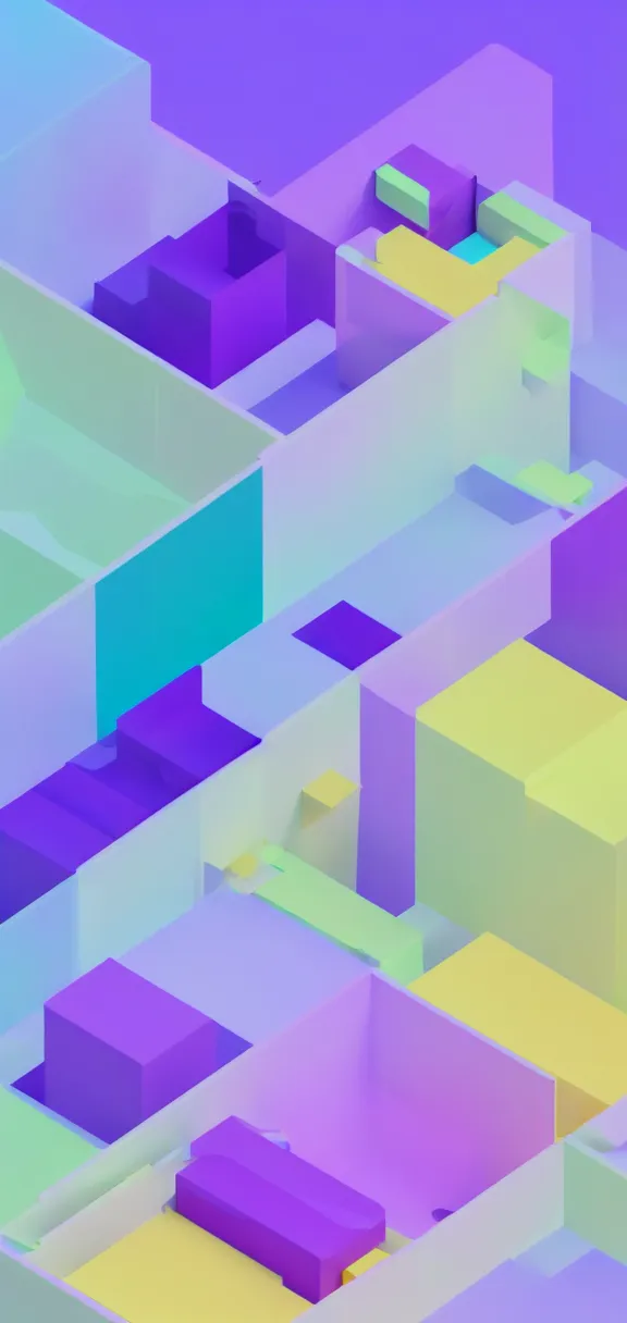Prompt: isometric 3 d render of a computer, light blue, purple, light green, light yellow gradient background concept art by sylvan sarrailh