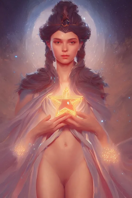 Prompt: goddess of the star, highly detailed, digital painting, artstation, concept art, smooth, sharp focus, illustration, unreal engine 5, 8 k, art by artgerm and greg rutkowski and edgar maxence