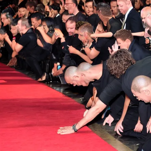 Image similar to people bowing down to dwayne johnson