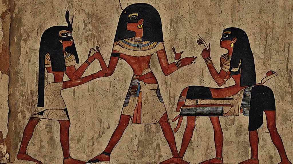 Image similar to ancient egyptian painting of ugandan knuckles