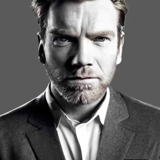 Image similar to portrait of a giant egg with the face of ewan mcgregor, anthropomorphism, realistic, coherent,