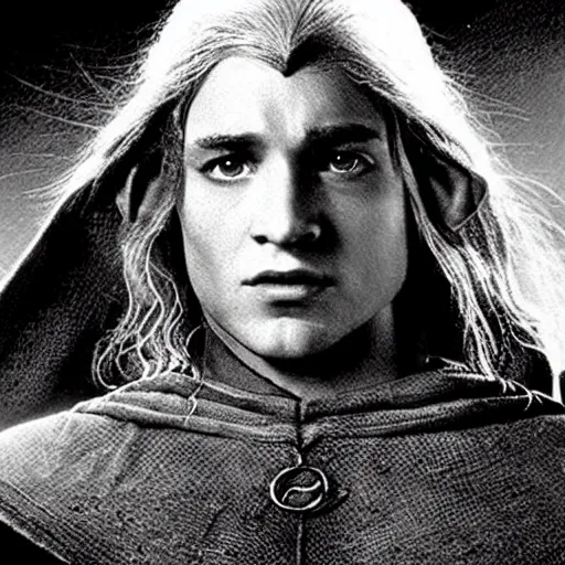 Image similar to a still from “ lord of the rings ” of a head and shoulders action portrait photo of an elf paladin, comic book cover photo by frank miller