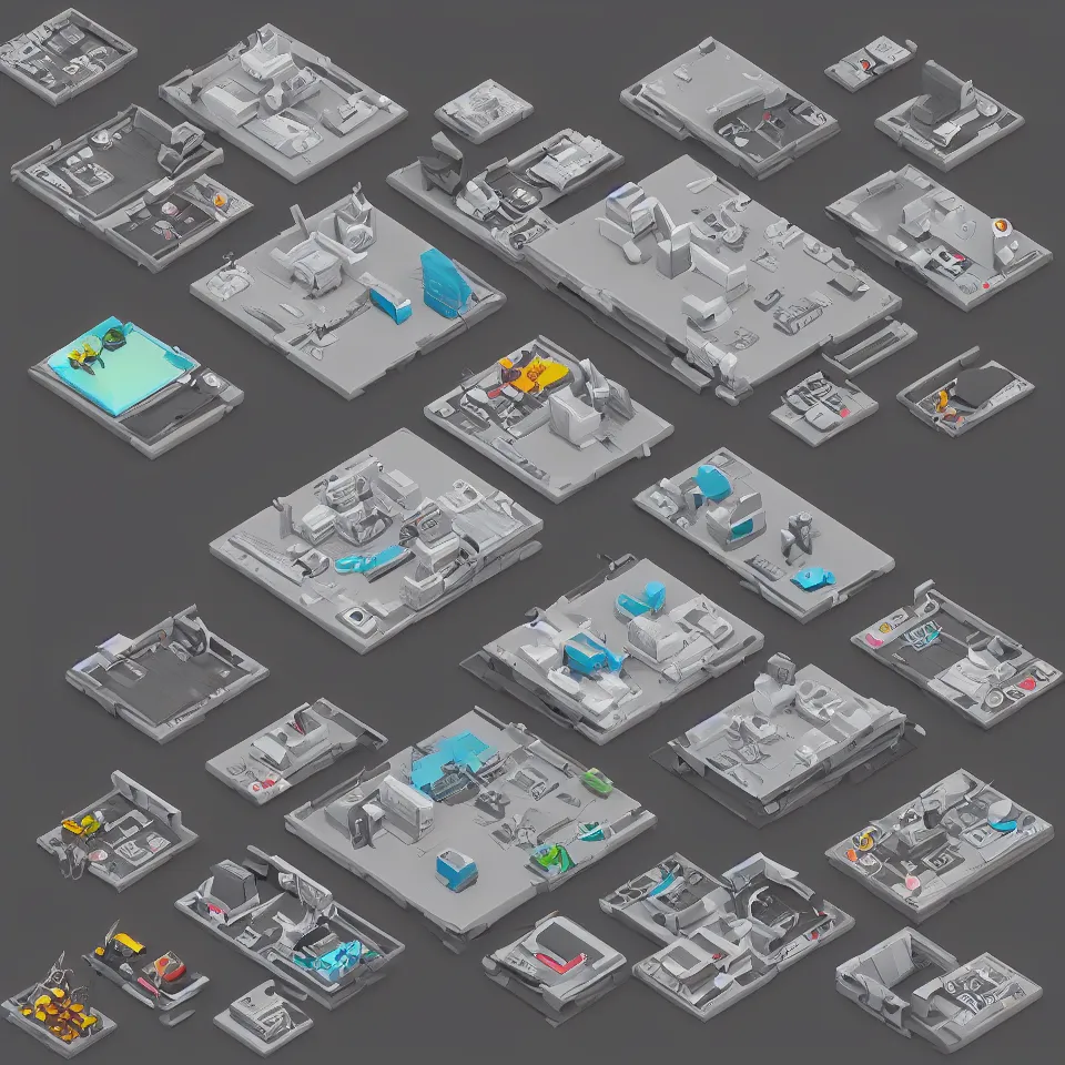 Prompt: Isometric 3D model of a gaming setup, highly detailed, Unreal Engine, Blender, 4K