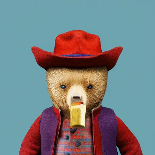 Prompt: paddington bear smoking a doobie