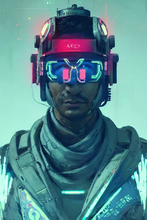 Image similar to soldier from apex legends, cyberpunk futuristic neon. decorated with traditional japanese ornaments by ismail inceoglu dragan bibin hans thoma greg rutkowski alexandros pyromallis nekro rene maritte illustrated, perfect face, fine details, realistic shaded, fine - face, pretty face