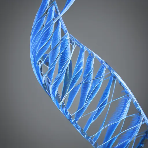 Prompt: DNA helix, blue and grey, studio light, octane render, soft filter