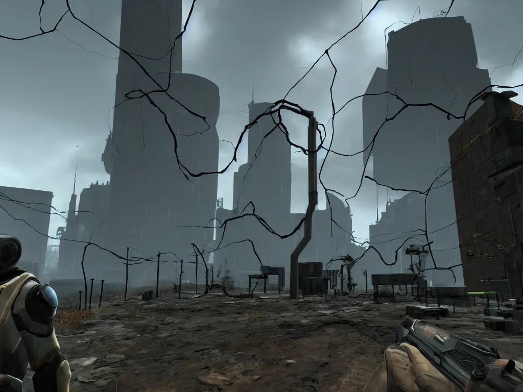 Prompt: Half Life 3, in game screenshot, leaked in-development screenshot