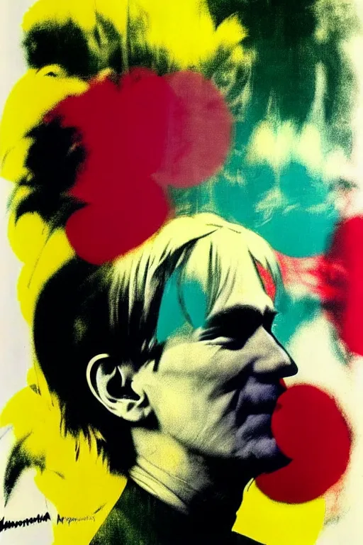 Image similar to ( ( ( ( ( a man happiness on the garden ) ) ) ) ) by andy warhol and bill sienkiewicz!!!!!!!!!!!!!!!!!!!!!!!!!!!!!!