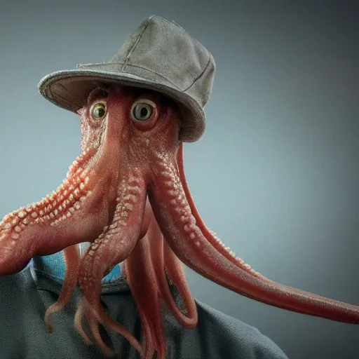 Image similar to hyperrealistic dslr film still of anthropomorphic hillbilly squid, early cuyler, stunning 8 k octane comprehensive 3 d render, inspired by istvan sandorfi & greg rutkowski & unreal engine, perfect symmetry, dim volumetric cinematic lighting, extremely hyper - detailed, extremely lifelike attributes & lifelike texture, intricate, masterpiece, artstation, stunning