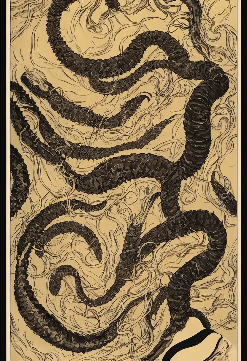 Image similar to art nouveau poster showing mouth of giant sandworm