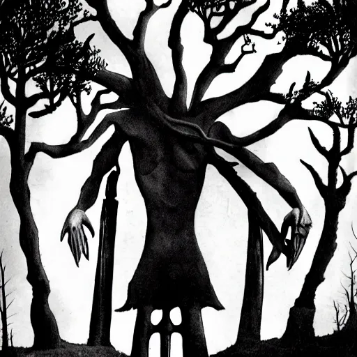 Prompt: the bone carver. and also the trees. folk horror