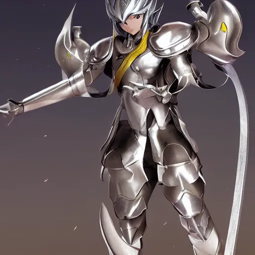 Image similar to A silver zodiac knight from saint Seiya using the holy Pikachu silver armor by Stanley Artgerm Lau, WLOP, Rossdraws, ArtStation, CGSociety, concept art, cgsociety, octane render, trending on artstation, artstationHD, artstationHQ, unreal engine, 4k, 8k,