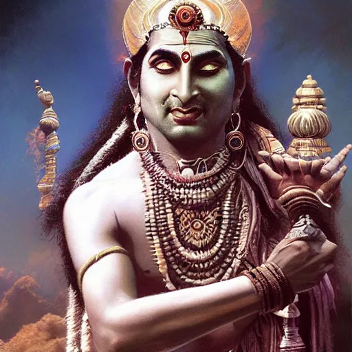 Prompt: Shiva with third eye opening, realistic, in the style of Claudio Bravo, Craig Mullins, Peter Jackson, 8K, IMAX quality,