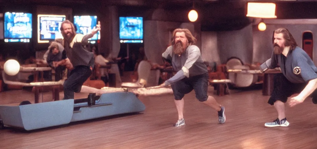 Image similar to The Big Lebowski bowling at the Star Wars Cantina