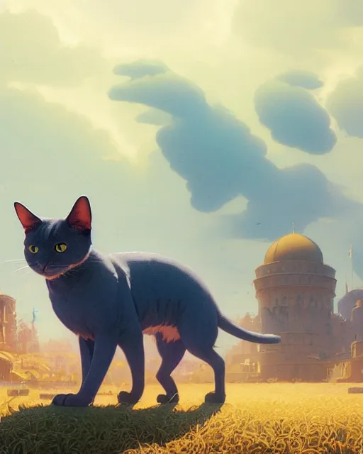 Image similar to highly detailed surreal vfx portrait of a russian blue cat in the mob, stephen bliss, unreal engine, greg rutkowski, loish, rhads, beeple, makoto shinkai and lois van baarle, ilya kuvshinov, rossdraws, tom bagshaw, alphonse mucha, global illumination, detailed and intricate environment