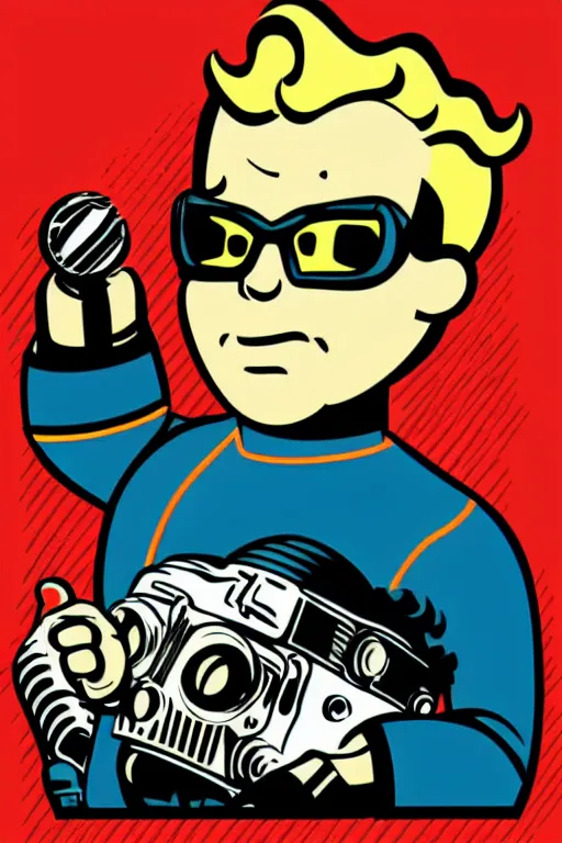 Image similar to fallout 7 6 retro futurist illustration art by butcher billy, sticker, colorful, illustration, highly detailed, simple, smooth and clean vector curves, no jagged lines, vector art, smooth andy warhol style