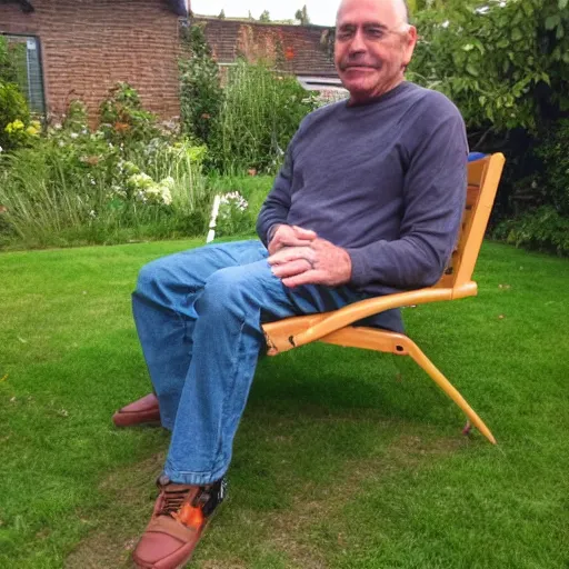 Image similar to My dad is smoking weed and have good time being gracefully relaxed in the garden