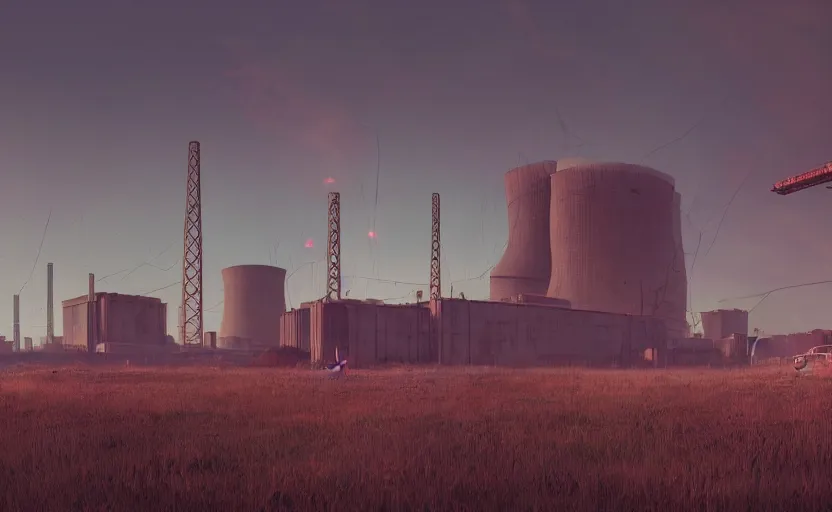 Prompt: an abandoned post-apocalyptic nuclear power plant, simon stålenhag, rendered by Beeple, by Makoto Shinkai, syd meade, starwars, space art concept, digital art, unreal engine, WLOP, trending on artstation, 4K UHD image, octane render,