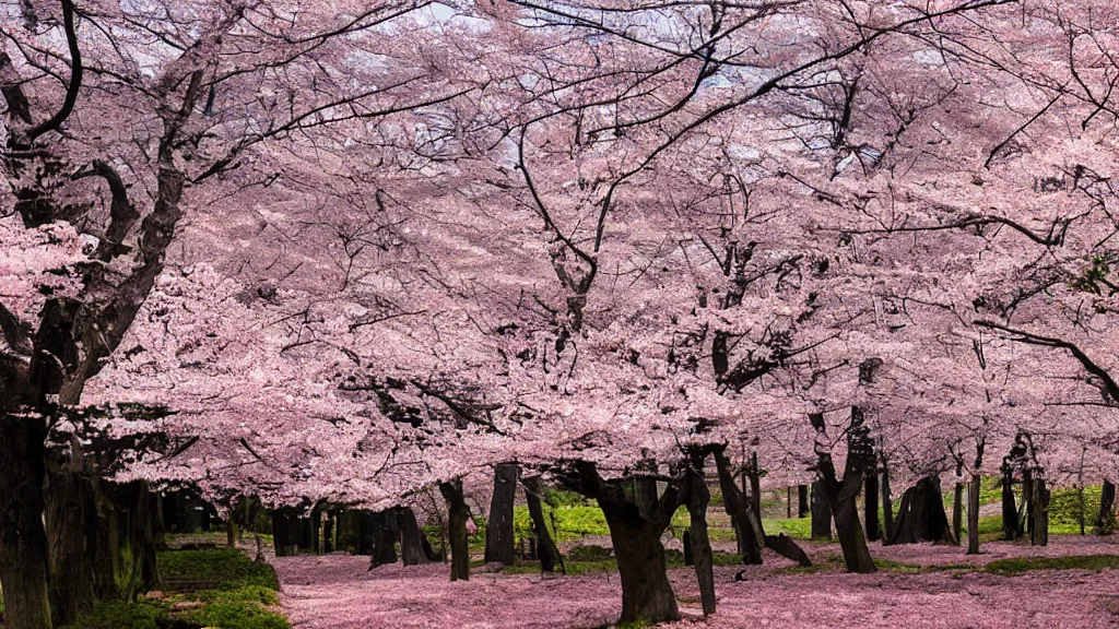 Prompt: a landscape of sakura forest