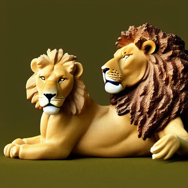 Prompt: A breyer figurine of a lion, toy photography