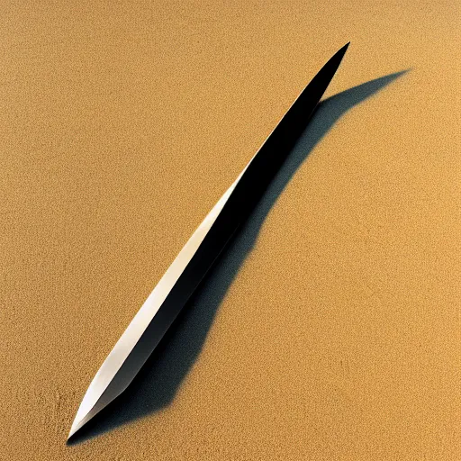 Image similar to blade with an eye lies on the sand, top view, digital art, many details, super realistic, greg rutkowski style, high quality, 8 k