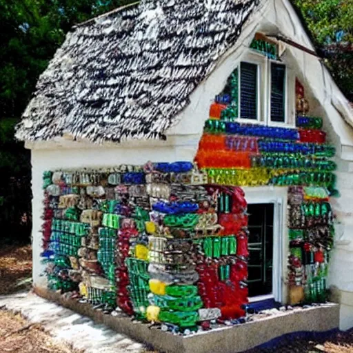 Prompt: house made of bottles