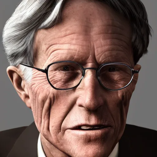 Prompt: a modern 2 0 2 0 photograph portrait of an old elderly robert f kennedy as a 1 0 5 year old elderly robert f kennedy at the age of 1 0 5 while wearing glasses and a sweater realistic hyperrealistic very realistic detailed very detailed highly detailed extremely detailed trending on artstation real real life hd quality 8 k resolution detailed face very detailed face modern photograph modern photograph portrait modern portrait