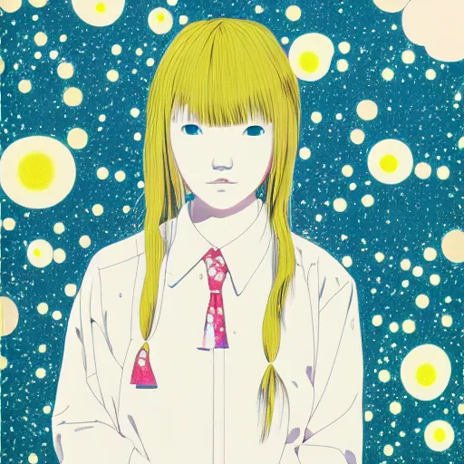 Image similar to a portrait of a blonde girl by inio asano, beeple and james jean, chiho aoshima color scheme