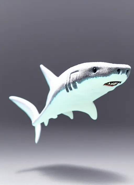 Prompt: 80mm resin detailed miniature of fluffy shark, Product Introduction Photos, 4K, Full body, simple background