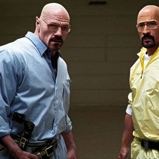 Image similar to Walter white and Dwayne the rock johnson in breaking bad