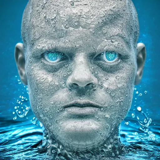 Prompt: a water sculpture of a human head on the ocean water, water manipulation photoshop, behance, ray tracing, cinematic, in the style of johnson tsang, long shot, hyper detailed, hyper realistic, 8 k resolution, sharp focus, realistic water, award winning