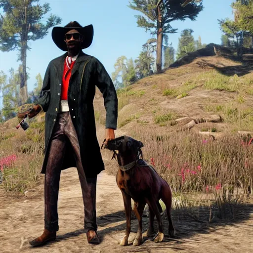 Prompt: Snoop Dogg in red dead redemption 2