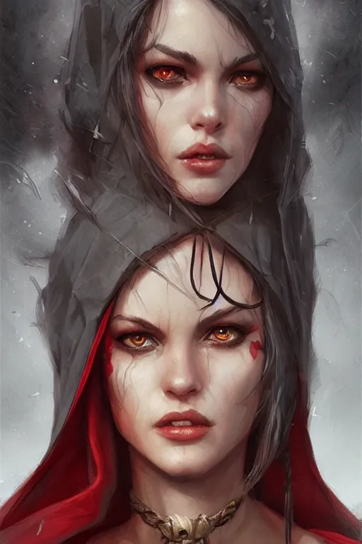 Image similar to amazon red riding hood, d & d, fantasy, portrait, highly detailed, headshot, digital painting, trending on artstation, concept art, sharp focus, illustration, art by artgerm and greg rutkowski and magali villeneuve