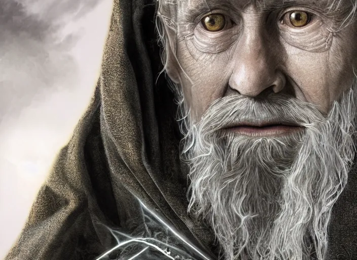 Image similar to hyperrealism, detailed textures, photorealistic 3 d render, a mystical wizard in the time of merlin, in the style of lord of the rings, sharp focus, ultra realistic, ultra high pixel detail, cinematic, intricate, cinematic light, concept art, illustration, art station, unreal engine 8 k