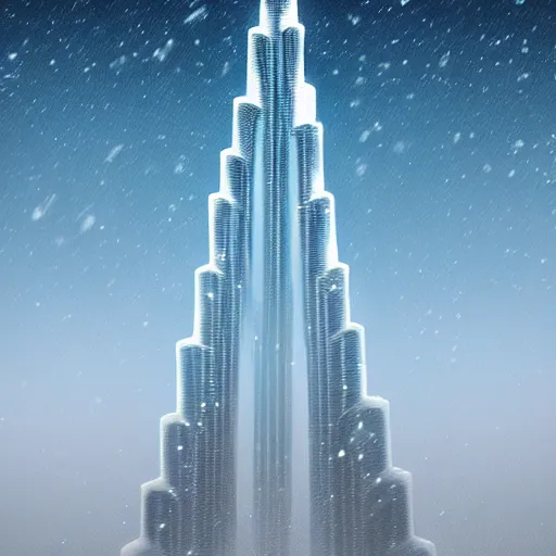 Prompt: Beautiful snow in Dubai, Burj Khalifa, intricate, elegant, highly detailed, digital painting, artstation, concept art, matte, sharp focus, illustration,