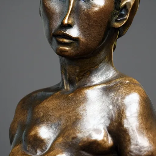Prompt: bronze sculpture of a tattooed woman