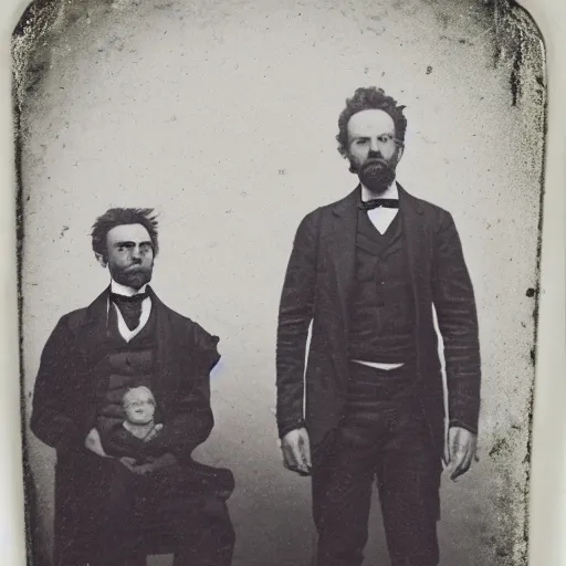 Image similar to photo of rick and morty, in 1 8 8 0 s tintype style.