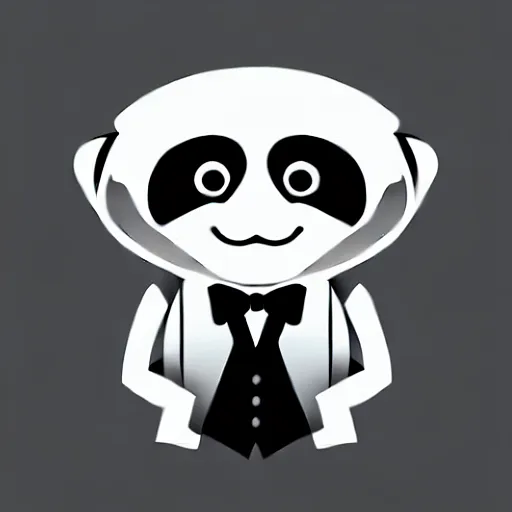 Image similar to sloth wearing tuxedo, 3 d logo, vector illustration, aesthetic, minimalistic